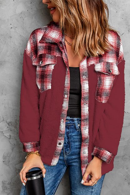 Red Plaid Sherpa Jacket