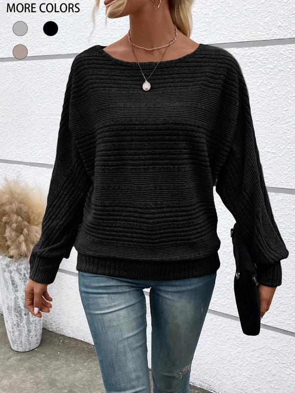 Plain Batwing Sleeve Sweater