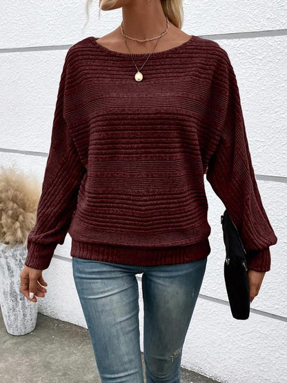 Plain Batwing Sleeve Sweater