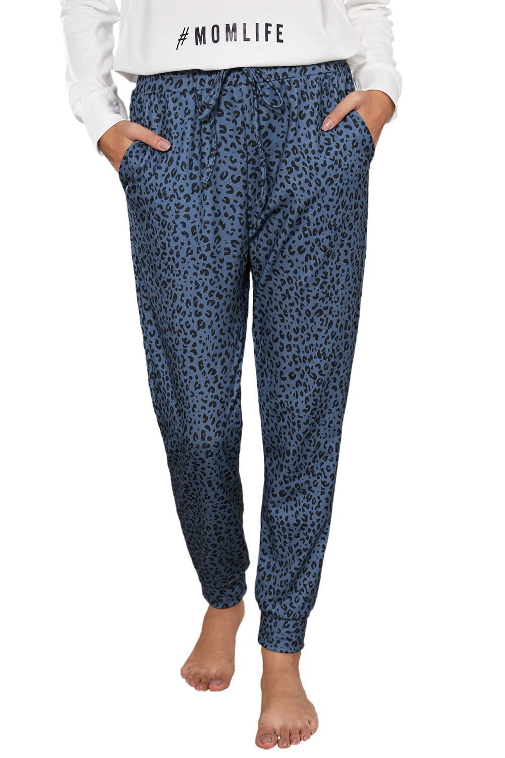 Women's Casual Blue Breezy Leopard Joggers