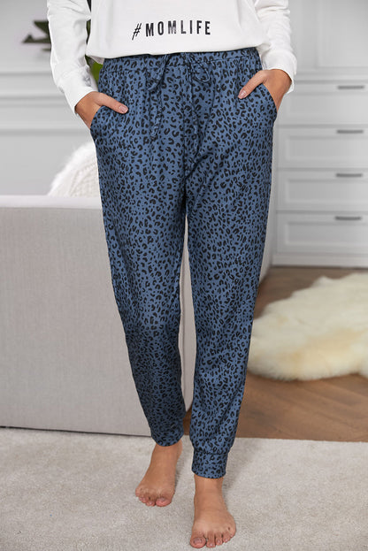 Women's Casual Blue Breezy Leopard Joggers