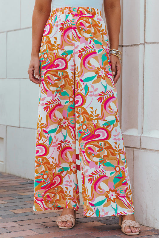 Floral Print Wide Leg Pants