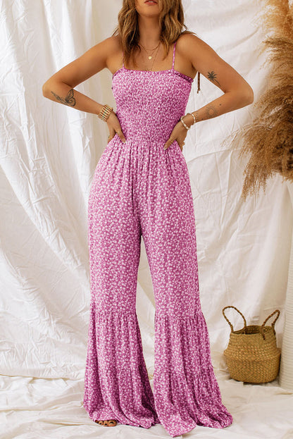 Smocked Bodice Wide Leg Jumpsuit