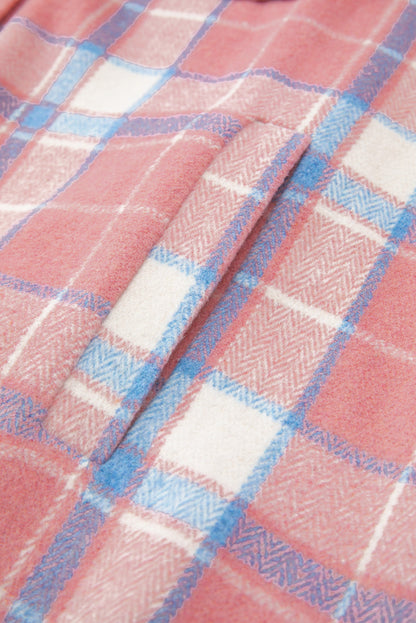 Plaid Flap Pocket Button Up Shacket