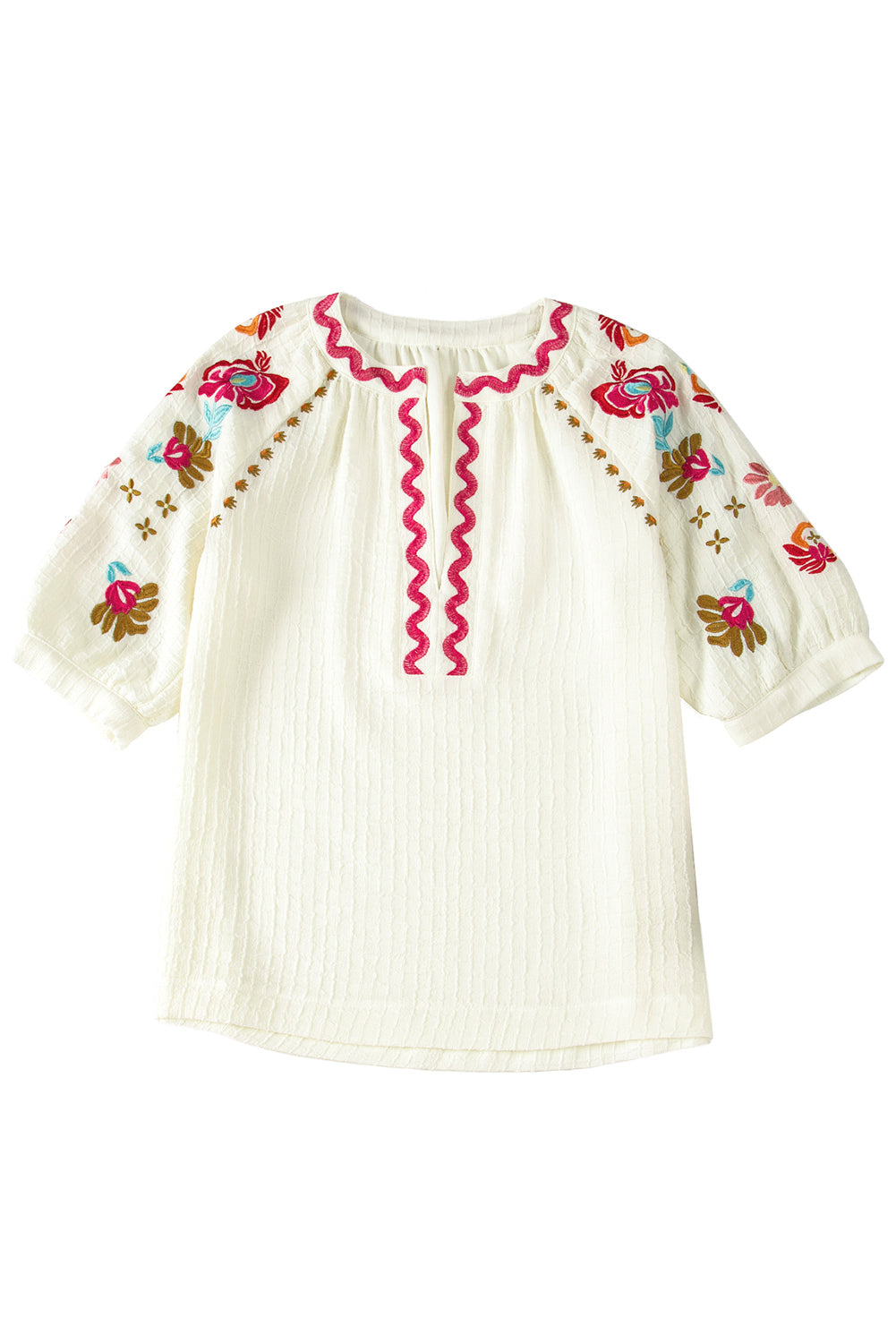 Embroidered Ricrac Textured Blouse