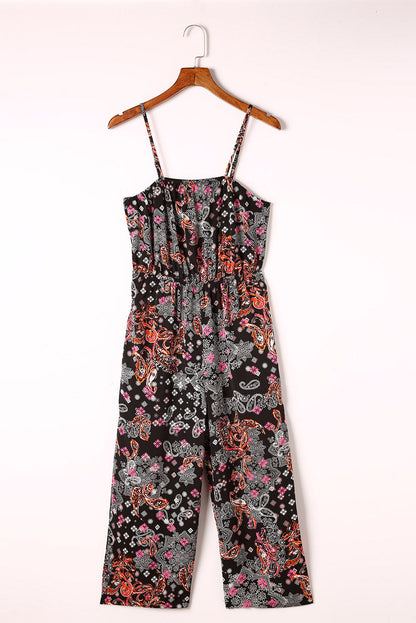 Mixed Paisley Cropped Jumpsuit