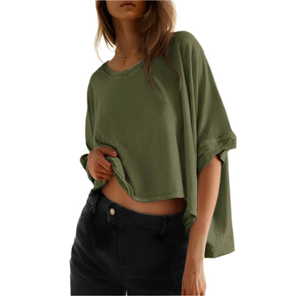 Womens Solid T Shirts for Women Loose Oversized Tops Basic Tee