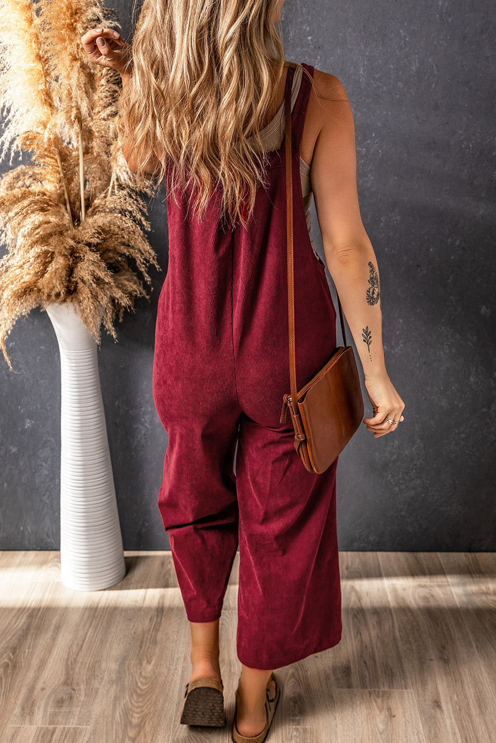 Corduroy Wide Leg Bib Overalls