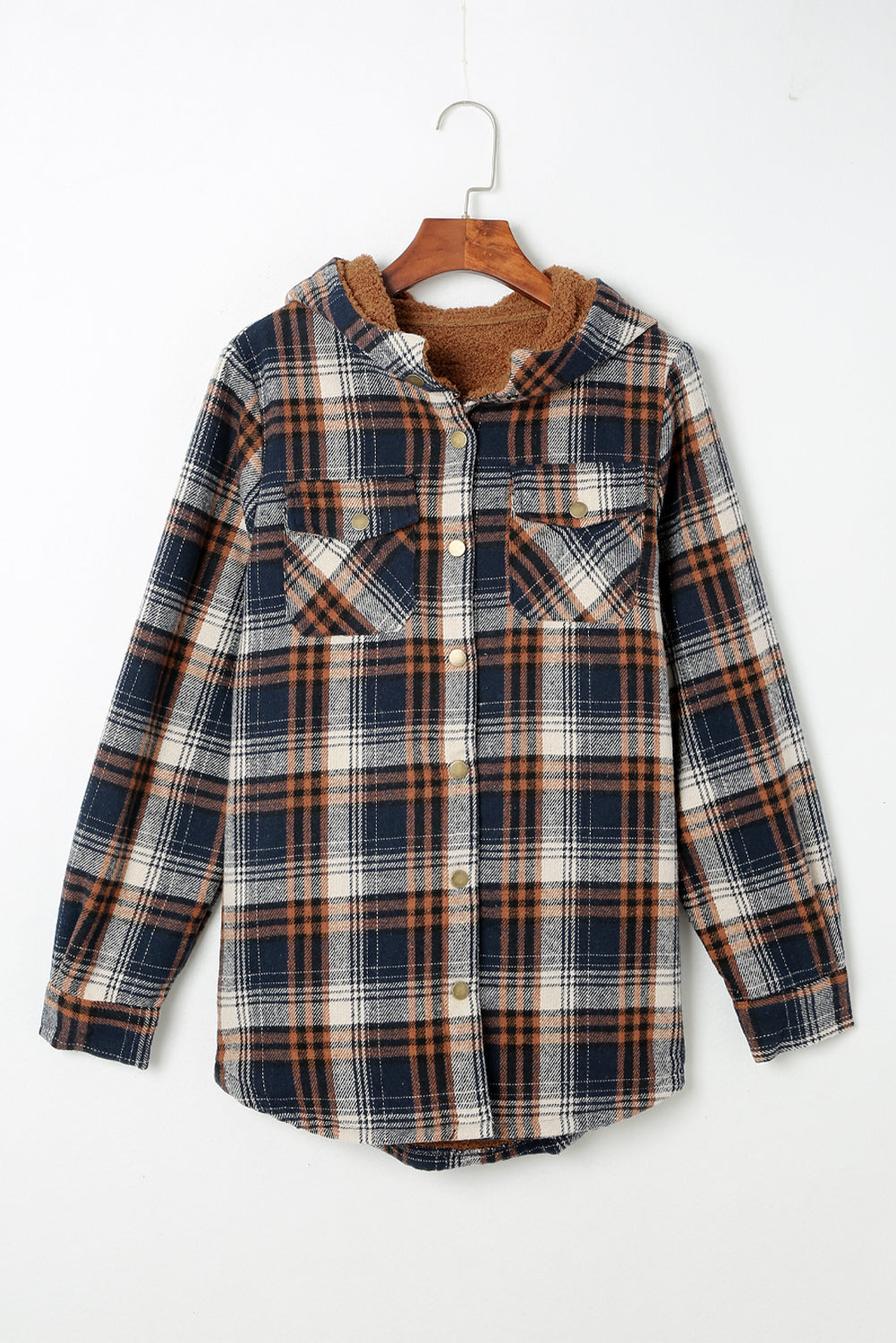 Plaid Pattern Sherpa Lined Shacket