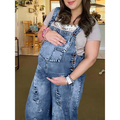 Loose Fit Adjustable Strap Denim Overalls