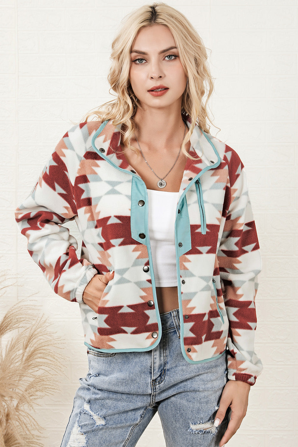 Western Aztec Zipper Fleece Jacket