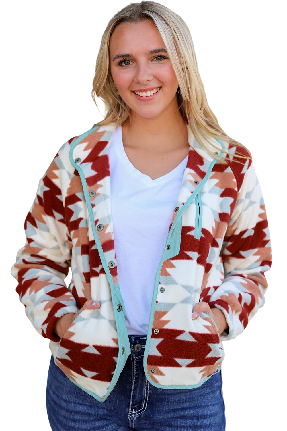 Western Aztec Zipper Fleece Jacket