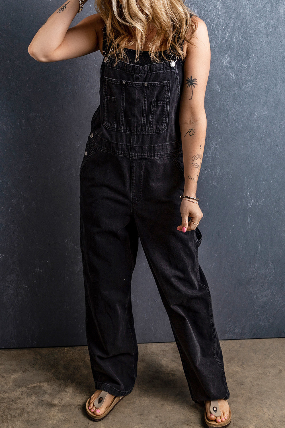 Adjustable Buckle Straps Denim Overalls