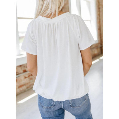 Women's Casual Summer Short Sleeve V Neck Tops T-shirts