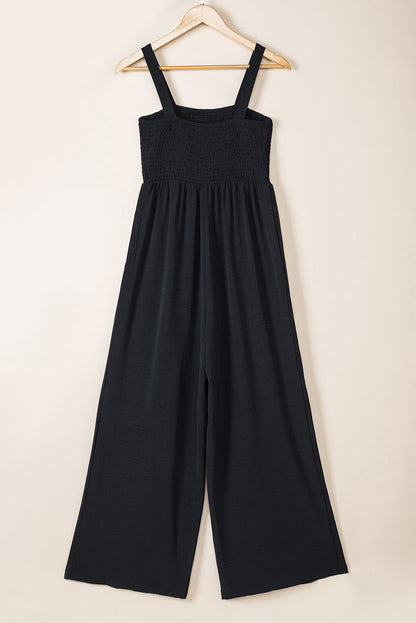 Smocked Sleeveless Wide Leg Jumpsuit