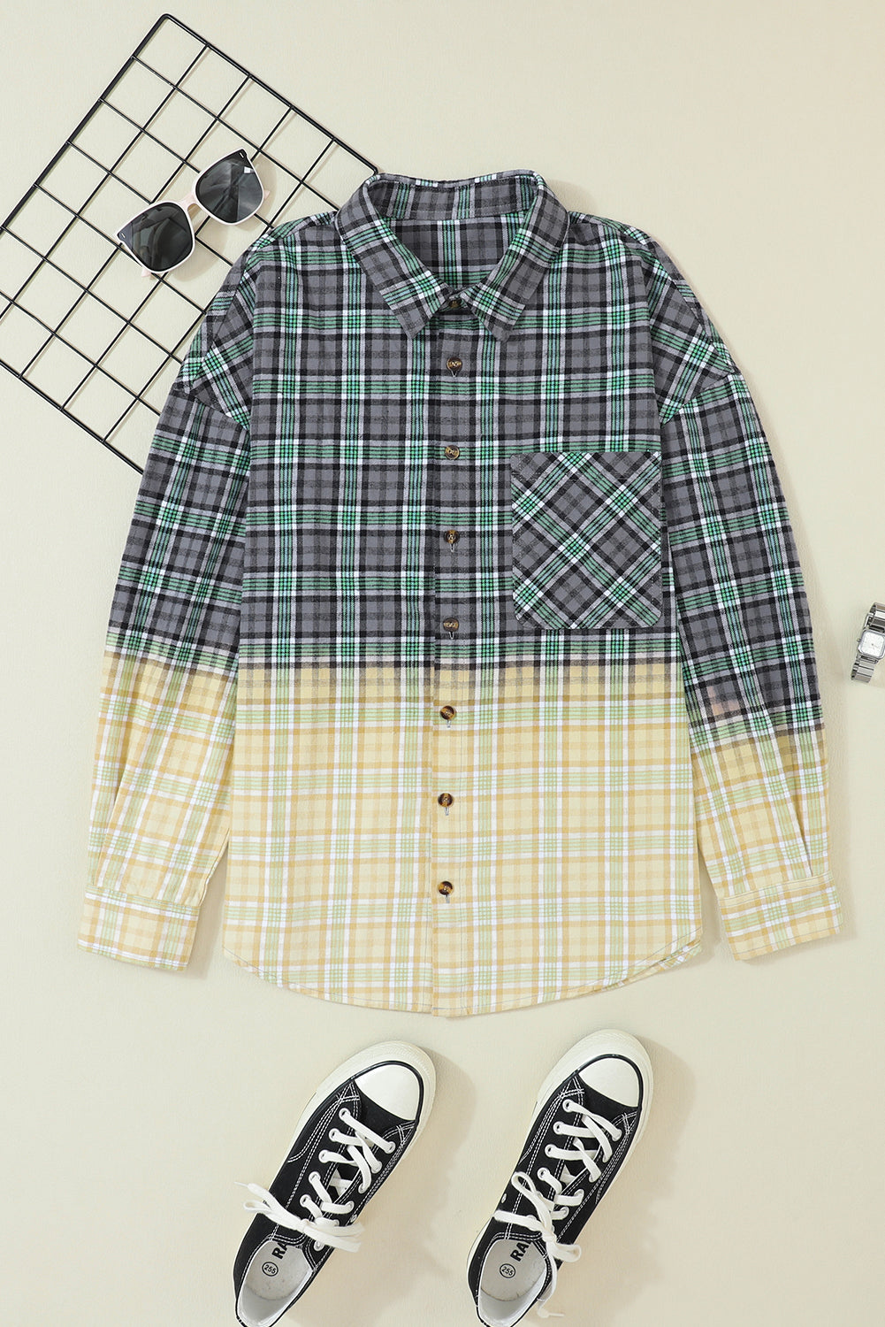 Plaid Chest Pocket Button Shacket