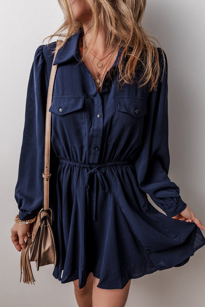 Chest Pockets Tunic Shirt Mini Dress