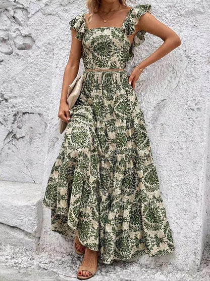 Women's Ethnic Pattern Skirt Vintage Two-piece Set