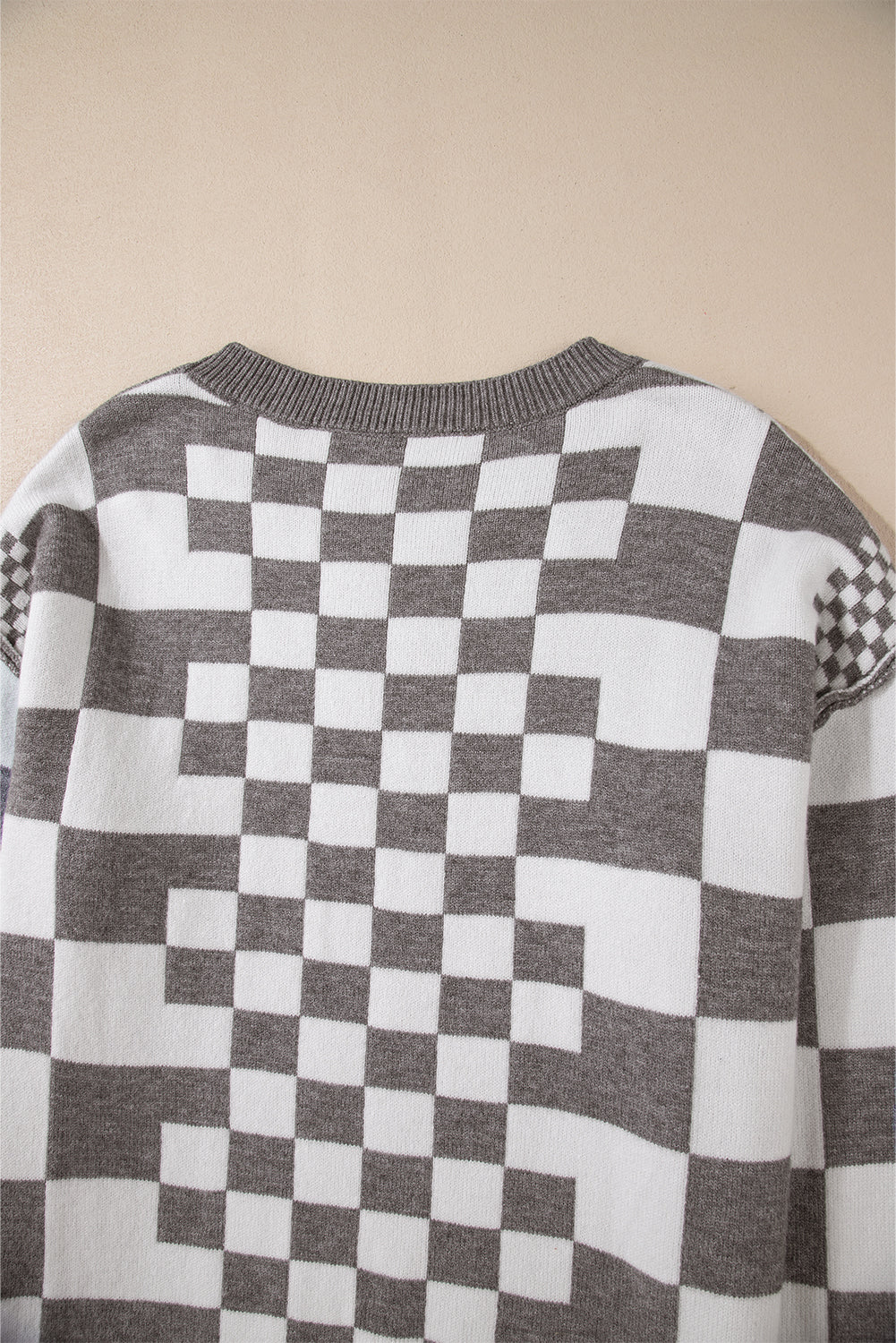 Checkered Drop Shoulder Sweater