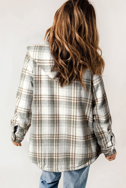 Plaid Sherpa Lined Hooded Shacket