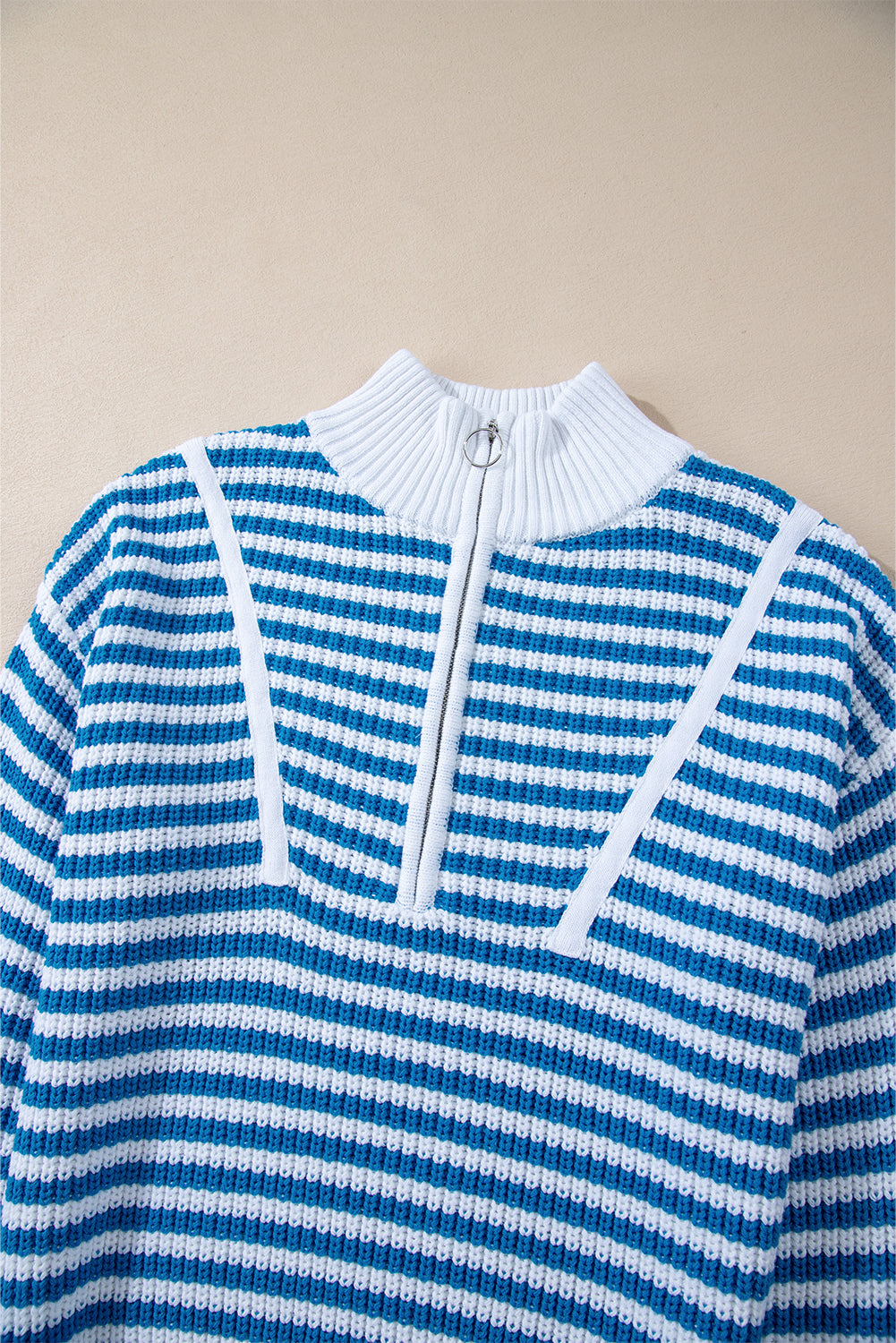 Zip up Collar Drop Shoulder Sweater