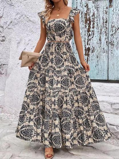 Women's Ethnic Pattern Skirt Vintage Two-piece Set