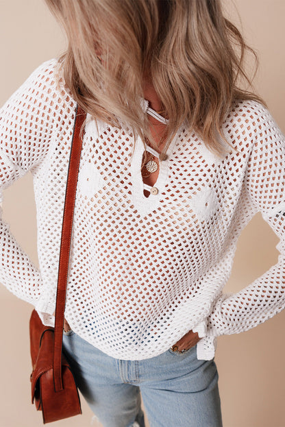 Open Knit Split Sleeve Sweater