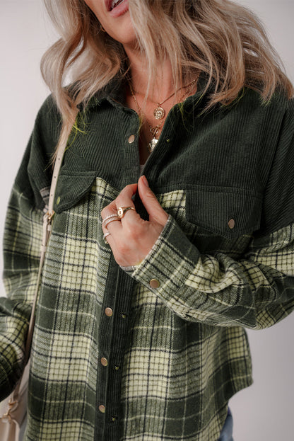 Snap Buttons Plaid Shacket