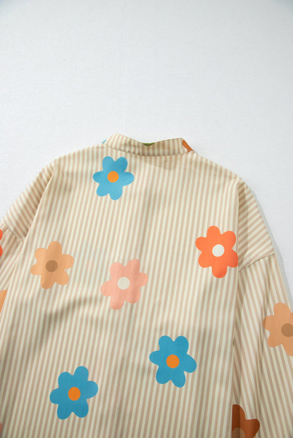 Flower Collared Loose Fit Shirt