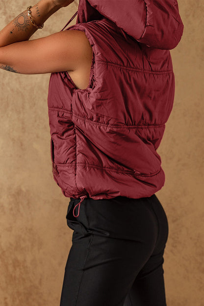 Zip-up Side Pockets Hooded Puffer Vest