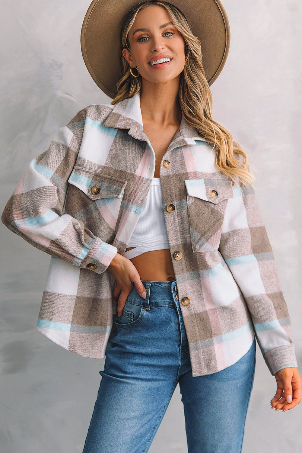 Plaid Amber Button Shacket