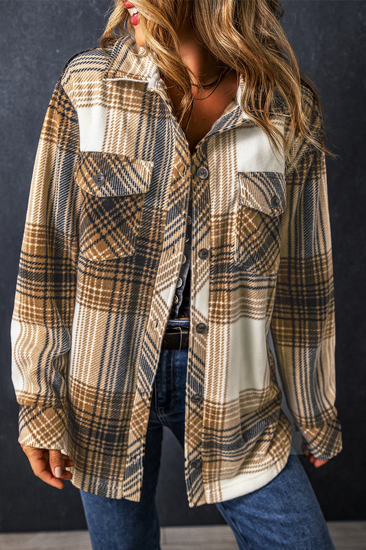 Plaid Print Flap Pocket Shacket