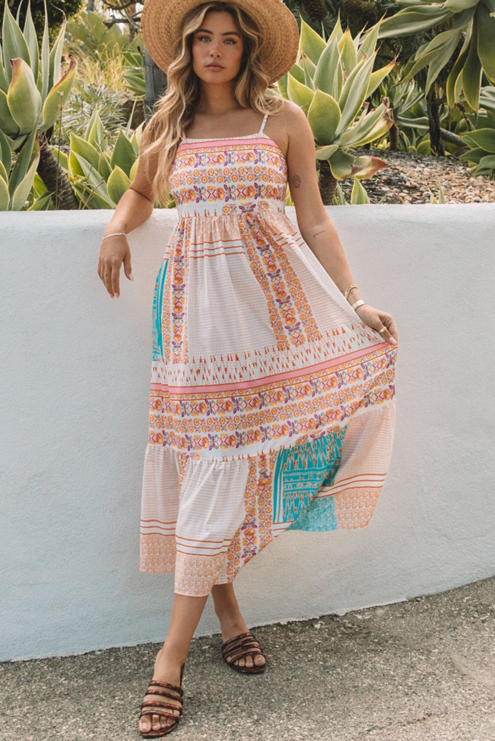 Boho Print Square Neck Sundress