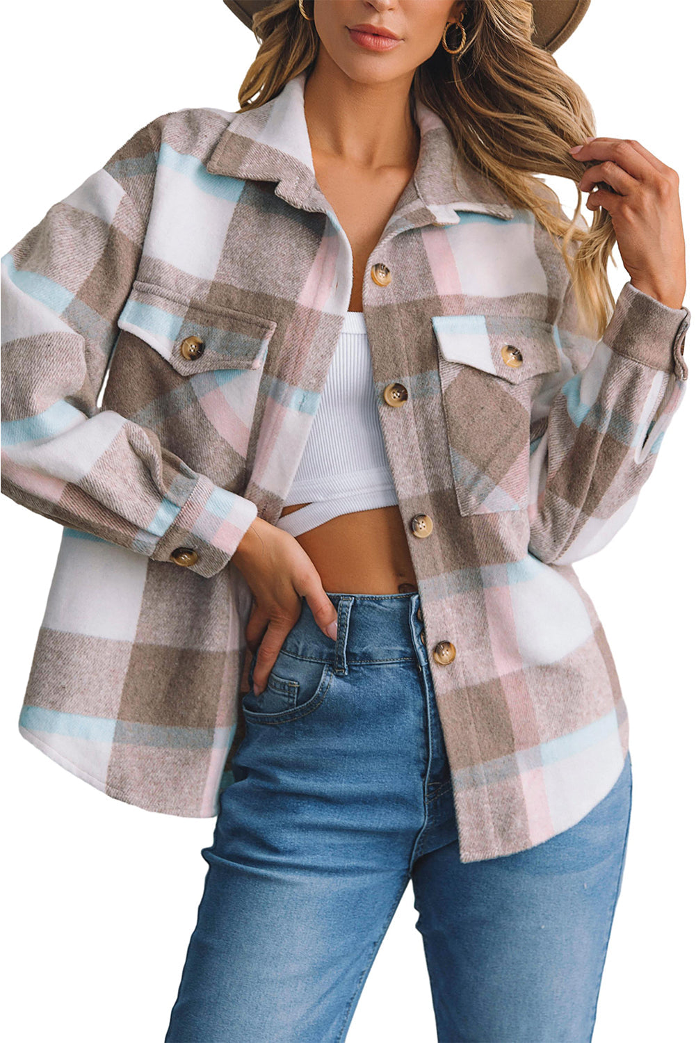 Plaid Amber Button Shacket