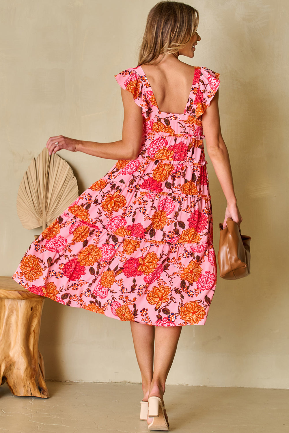 Floral Ruffled Tiered Midi Dress