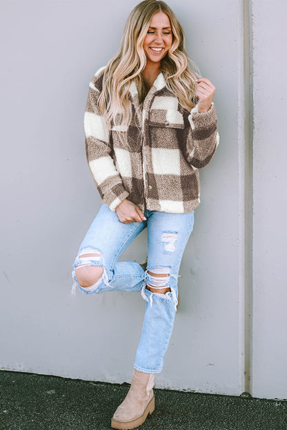 Plaid Buttoned Flap Shacket