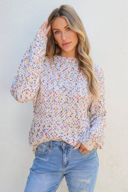 Confetti Knit Popcorn Sweater Top