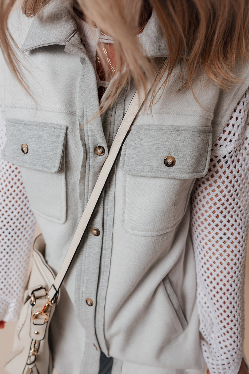 Contrast Buttons Jacket Vest