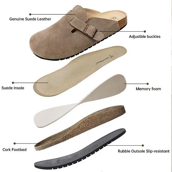Round Toe Cork Footbed Clogs Potato Shoes