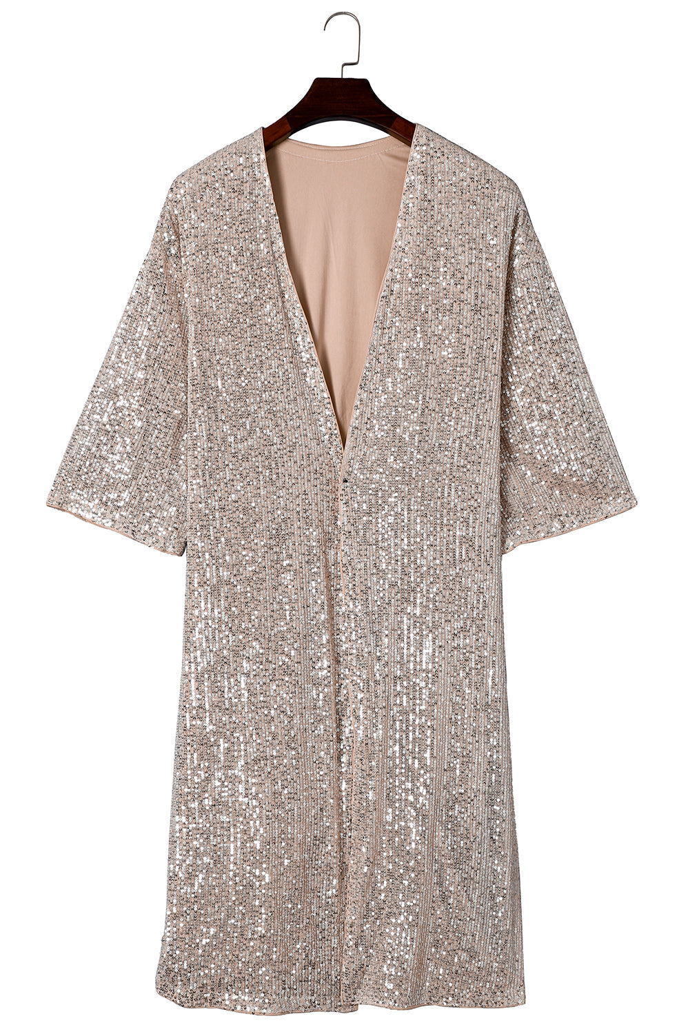 Sequin 3/4 Sleeve Duster Kimono