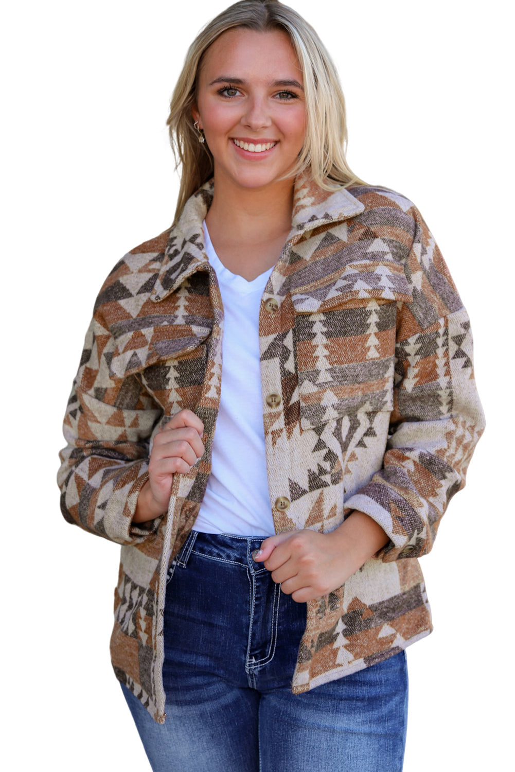 Aztec Flap Pocket Button-up Jacket