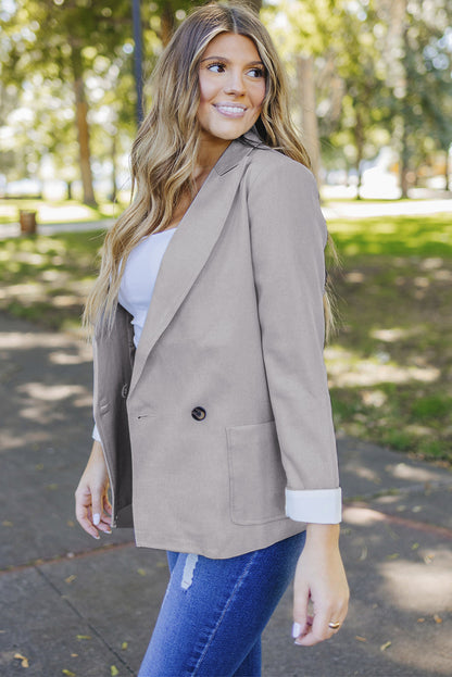 Buttoned Lapel Collar Blazer