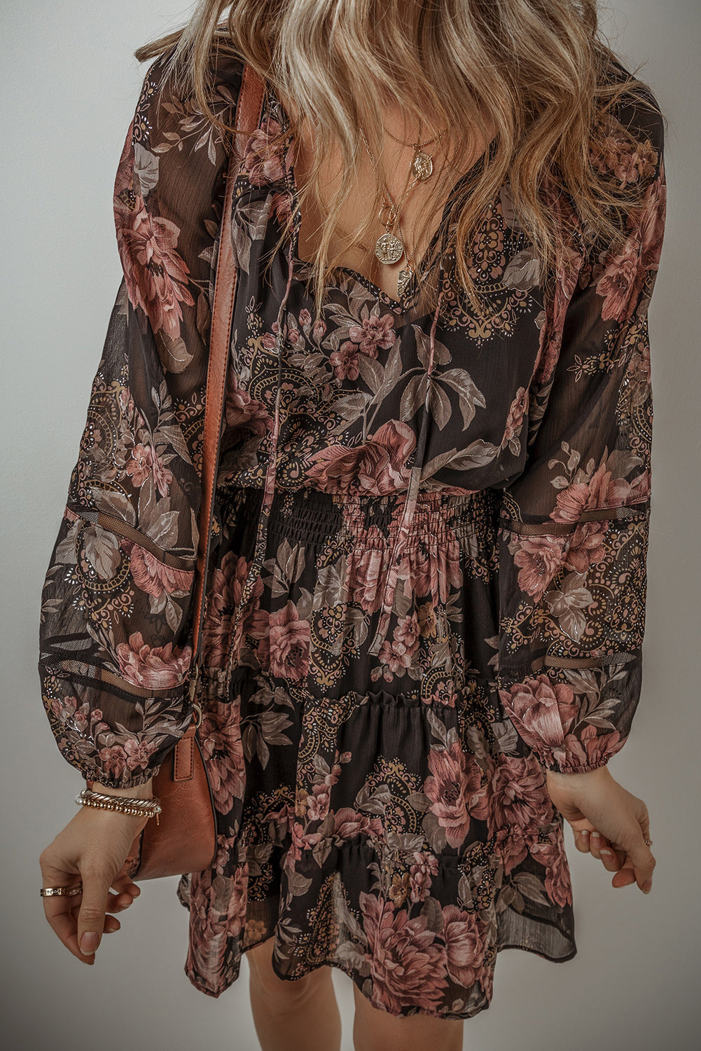 Vintage Floral Smock Waist Dress