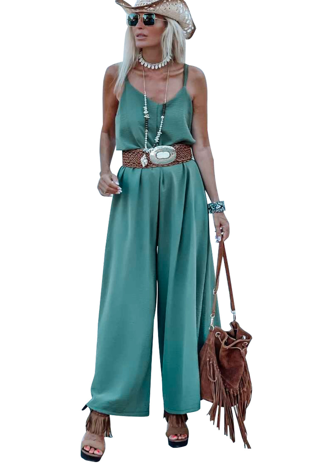 Spaghetti Straps Wide Leg Jumpsuit