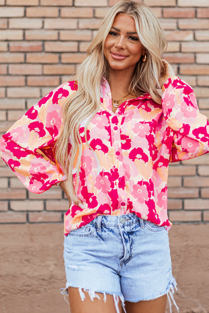 Blooming Puff Sleeve Buttoned Shirt