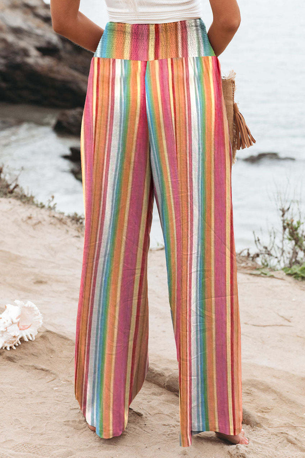 Striped High Waist Wide Leg Pants