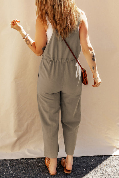 Drawstring Straps Cropped Overall