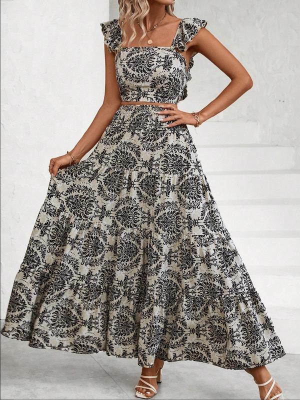 Women's Ethnic Pattern Skirt Vintage Two-piece Set