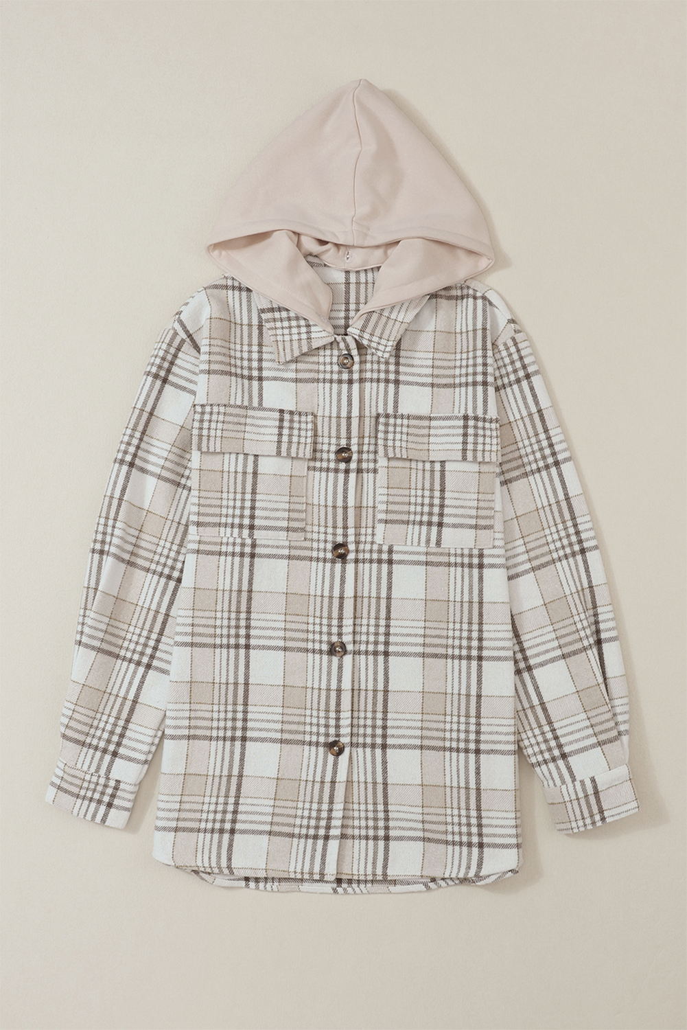 Plaid Hood Buttoned Shacket