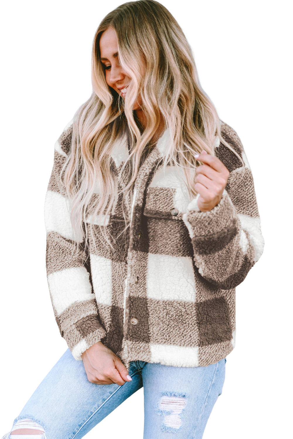 Plaid Buttoned Flap Shacket